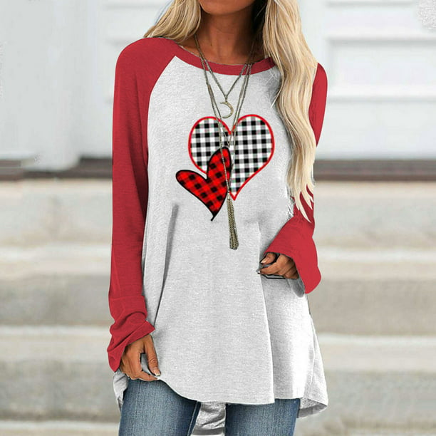Womens Summer Short Sleeve Valentine Bowl Hearts Love Tops Round Neck T Shirts 